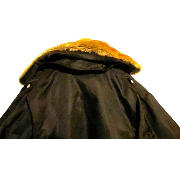 Sean John Mens Bomber Jacket Sz 2x Black Faux Fur Brown Collar Heavy Duty Vented - Picture 3 of 12